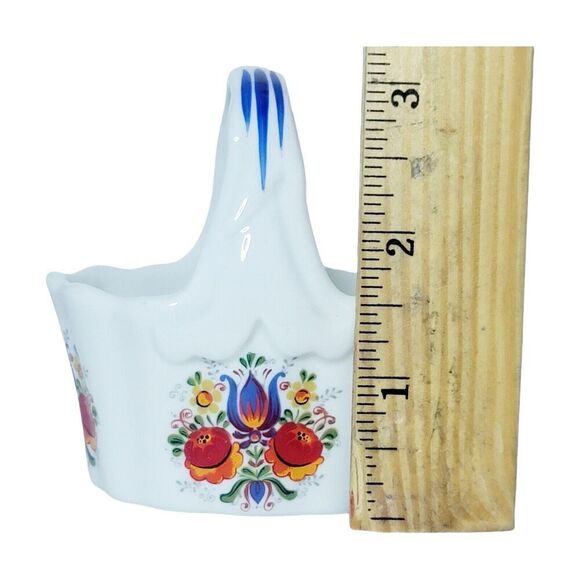 Reutter of Germany Floral Design Porcelain Basket 3" Tall - Picture 7 of 8